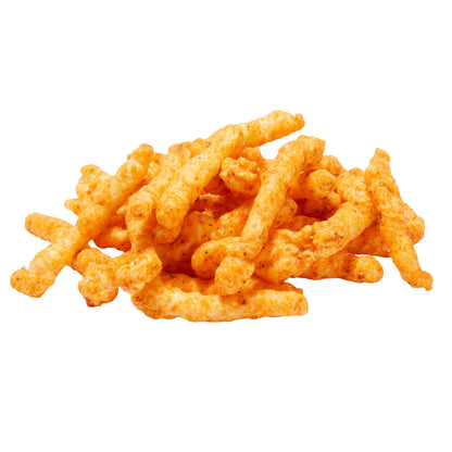 Cheetos Cheddar Jalapeno snacks piled high, showcasing the spicy and cheesy flavor in a Frito Lay bulk chips case.