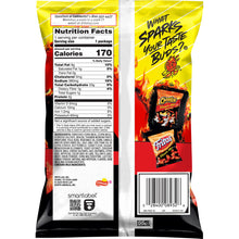 Nutrition facts for Funyun Flamin Hot Onion Rings packaging, highlighting calories and ingredients for snacking.