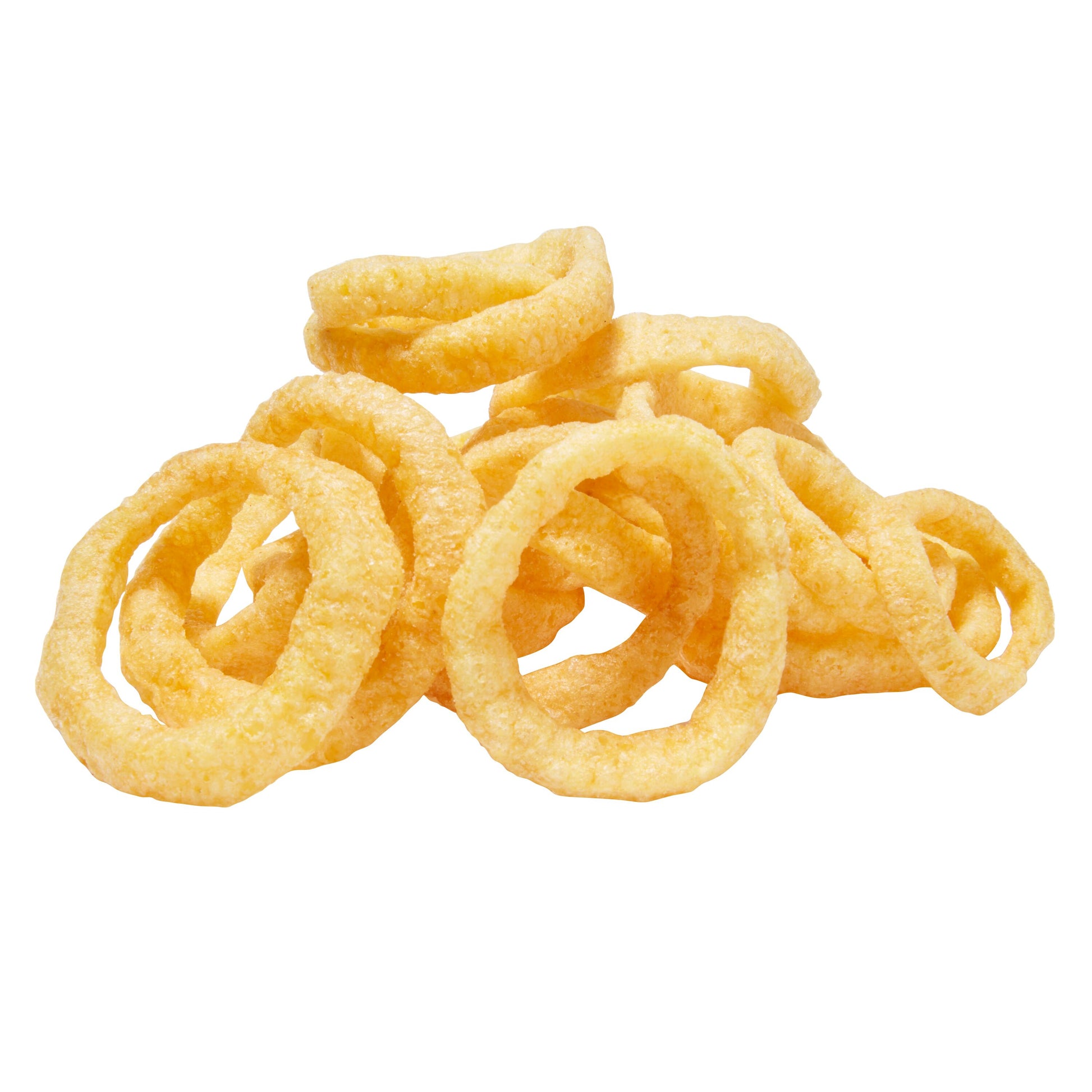 Crispy Funyun Original onion rings snack piled high, perfect for sharing, from Frito Lay bulk chips case.