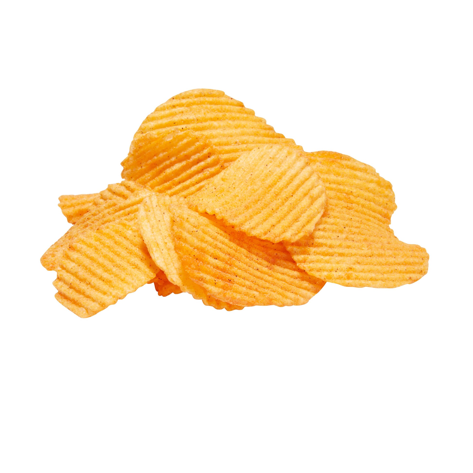 Ruffles Queso chips piled, showcasing their crunchy texture and queso flavor, ideal for snacking and sharing.