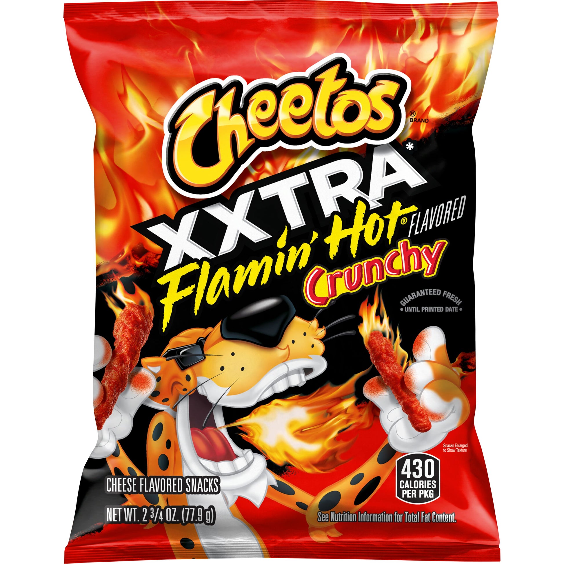 Cheetos Xxtra Flamin Hot 2.75 Oz bag with intense spicy flavor, perfect for Frito Lay bulk chips case.