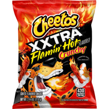 Cheetos Xxtra Flamin Hot 2.75 Oz bag with intense spicy flavor, perfect for Frito Lay bulk chips case.