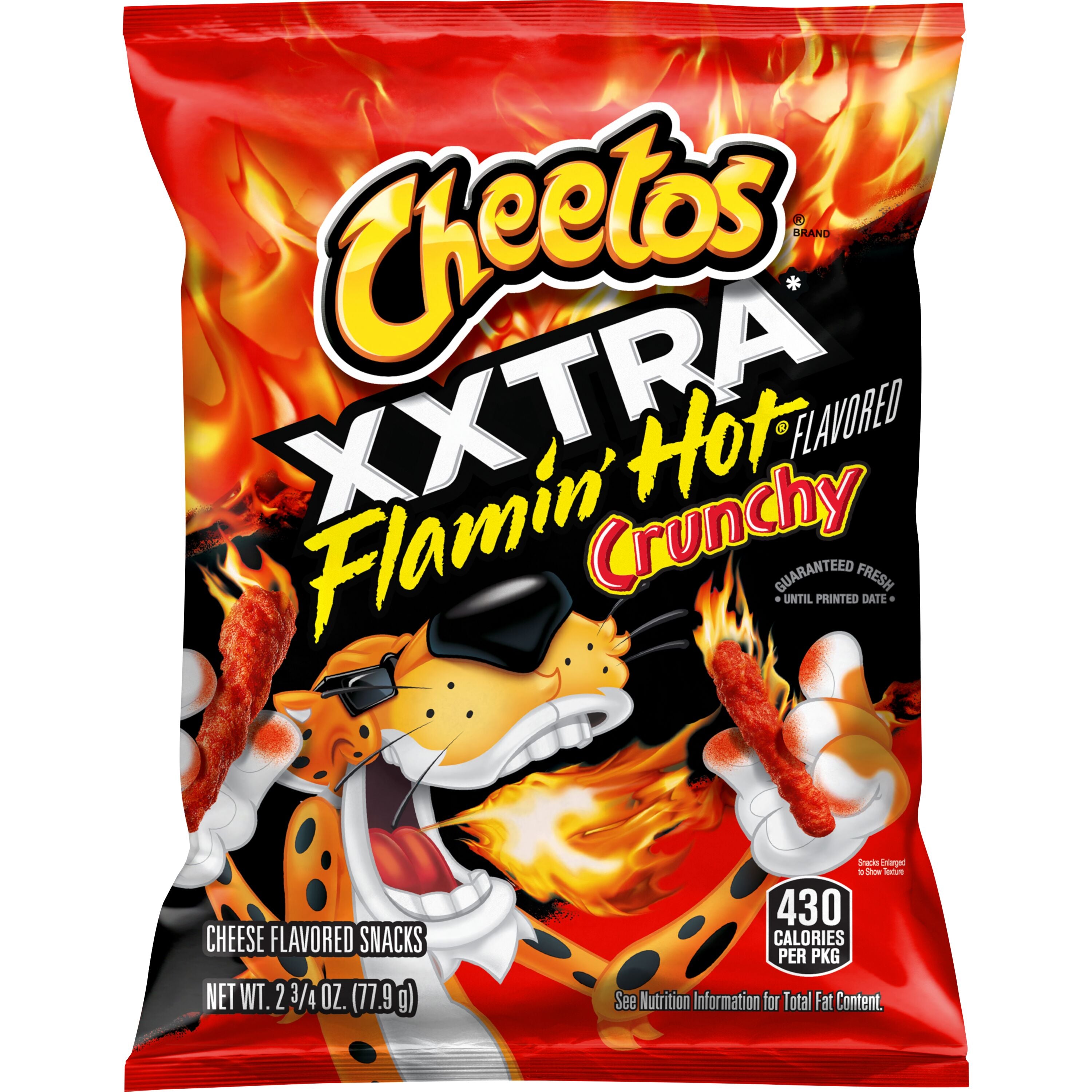 Cheetos Xxtra Flamin Hot 2.75 Oz bag with intense spicy flavor, perfect for Frito Lay bulk chips case.