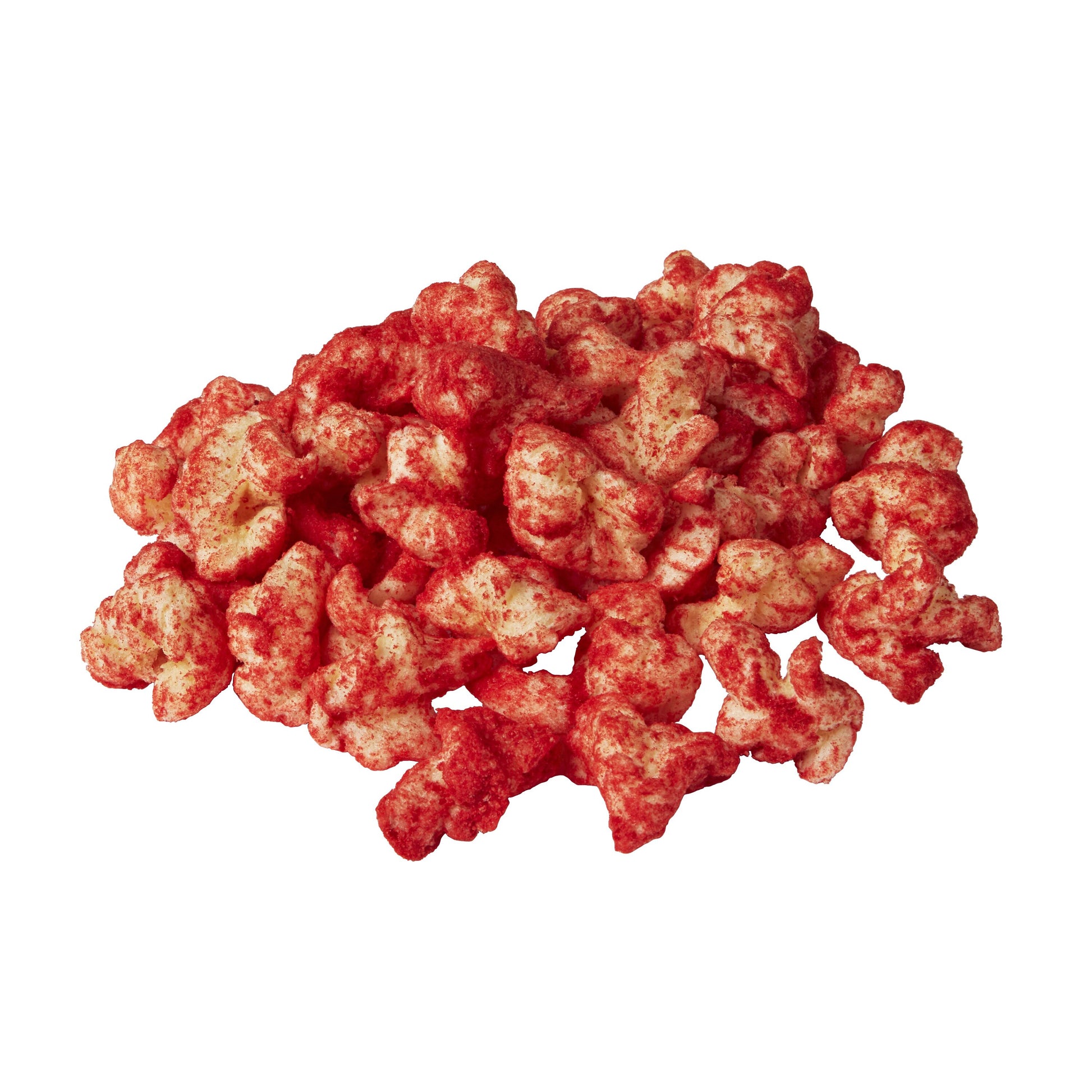 Chester's Puffcorn Flamin Hot snack in a pile, perfect for burst of flavor with Frito Lay bulk chips case options.