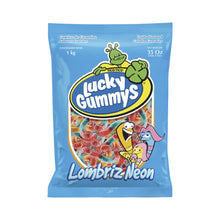 Lucky Gummys Lombriz Neon (Sour Gummy Worms) Bag 1 Kg