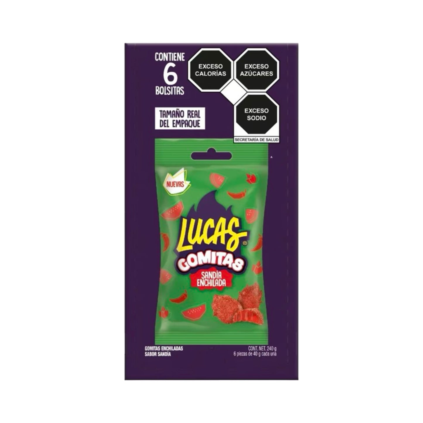 Lucas Gummies Spicy Watermelon Candy 6 Pack (1.41 Oz)