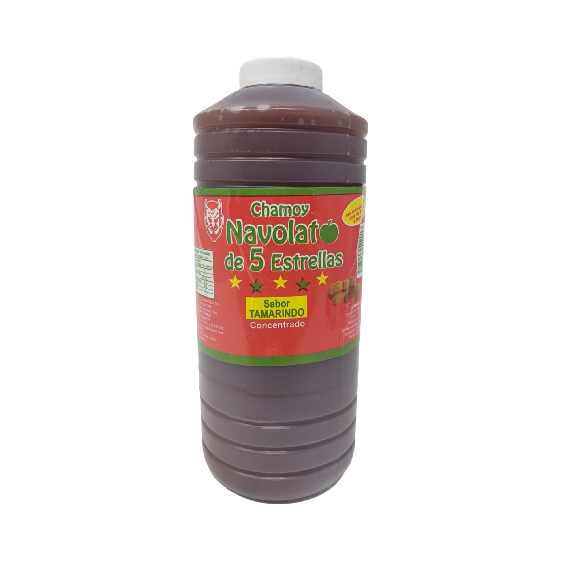 Navolato de 5 Estrellas Chamoy in a bottle, featuring tamarindo flavor, a perfect Mexican topping for snacks.