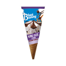 Blue Bunny King Size Vanilla Brownie Ice Cream Cone in a sugar cone, perfect for bulk ice cream lovers, 12 count.