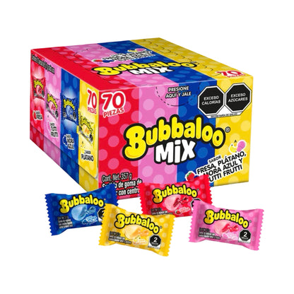 Bubbaloo Mix Flavor Chewing Gum (70 Count) Strawberry, Banana, Tutti Frutti and Blue Raspberry