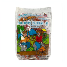 Alvbro Lollipop bag with 40 acidulated peach and pineapple flavored candies, a tasty Mexican candy in bulk.