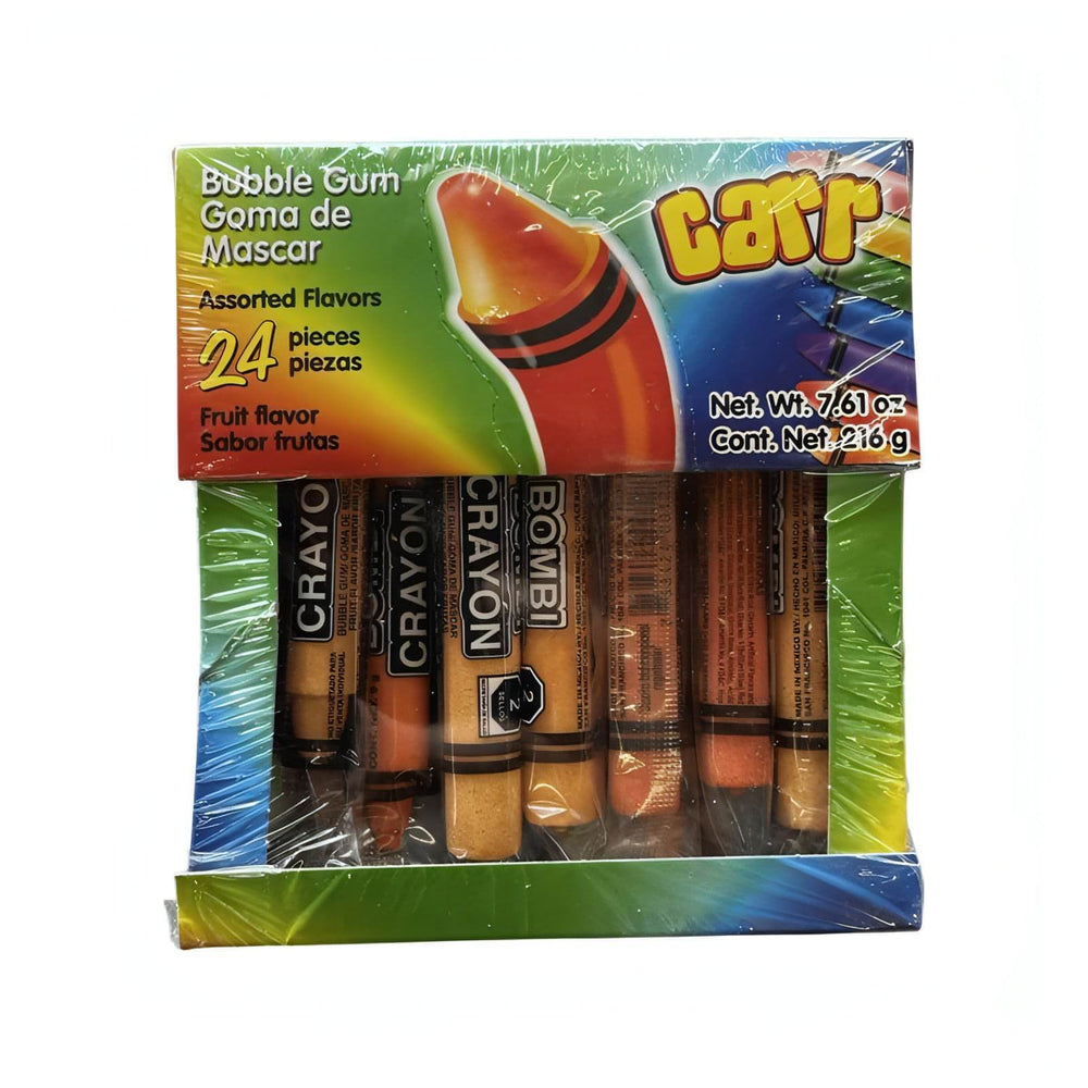 Carr Bombi Crayon Bubble Gum (24 Count) | Carnival Candies & Ice Cream Inc.