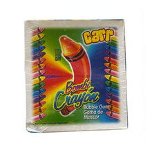 Carr Bombi Crayon Bubble Gum packaging featuring colorful crayon design, ideal for bulk Mexican candy lovers.