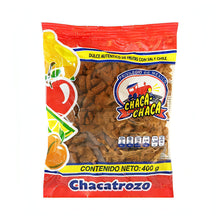 Chaca-Chaca Chacatrozo Mexican candy packaging featuring tangy tamarind pieces, 400g, ideal for bulk Mexican candy orders.