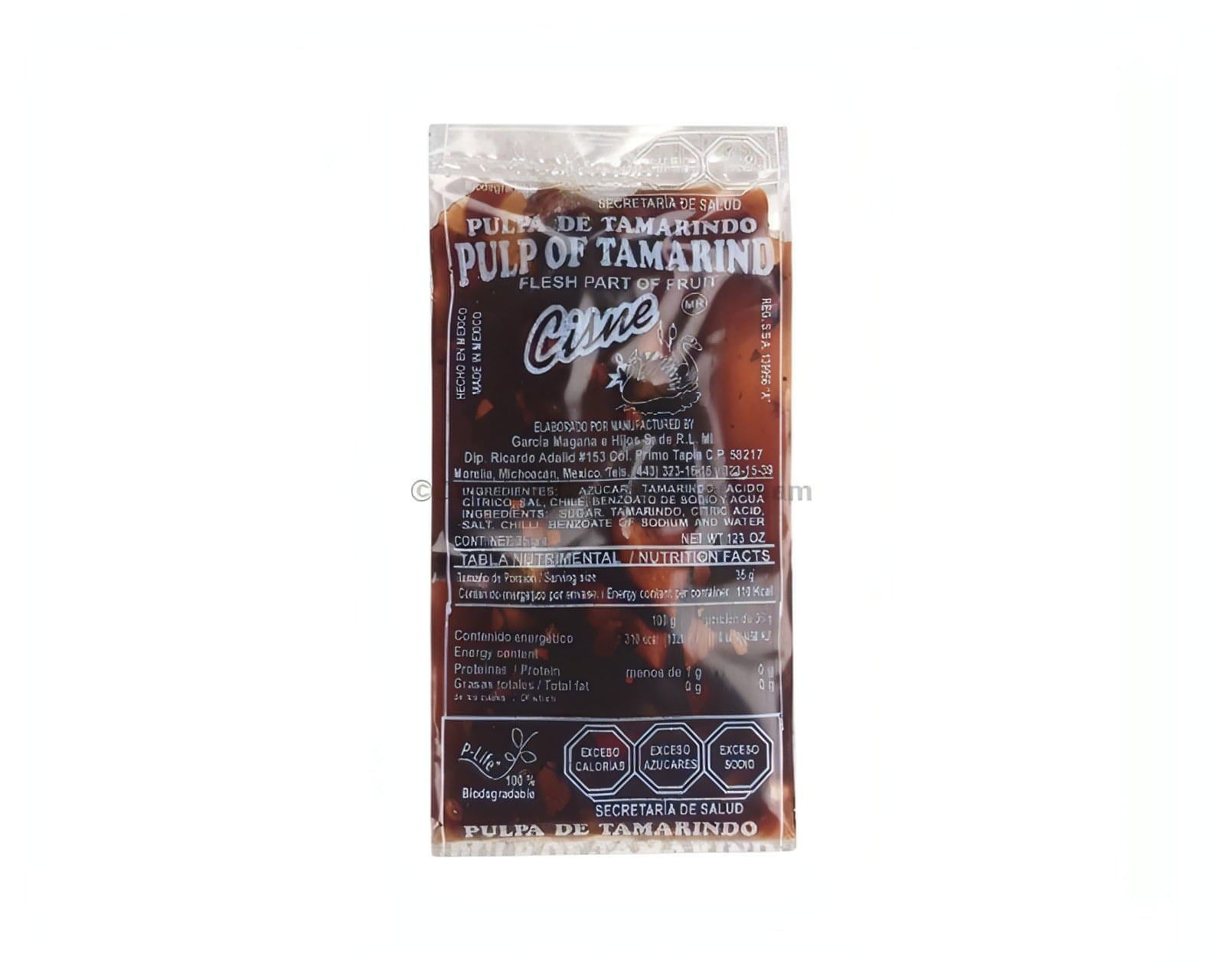 Cisne Dulce De Tamarindo pulp candy package, featuring all-natural tamarind candy in bulk, rich tangy flavor.