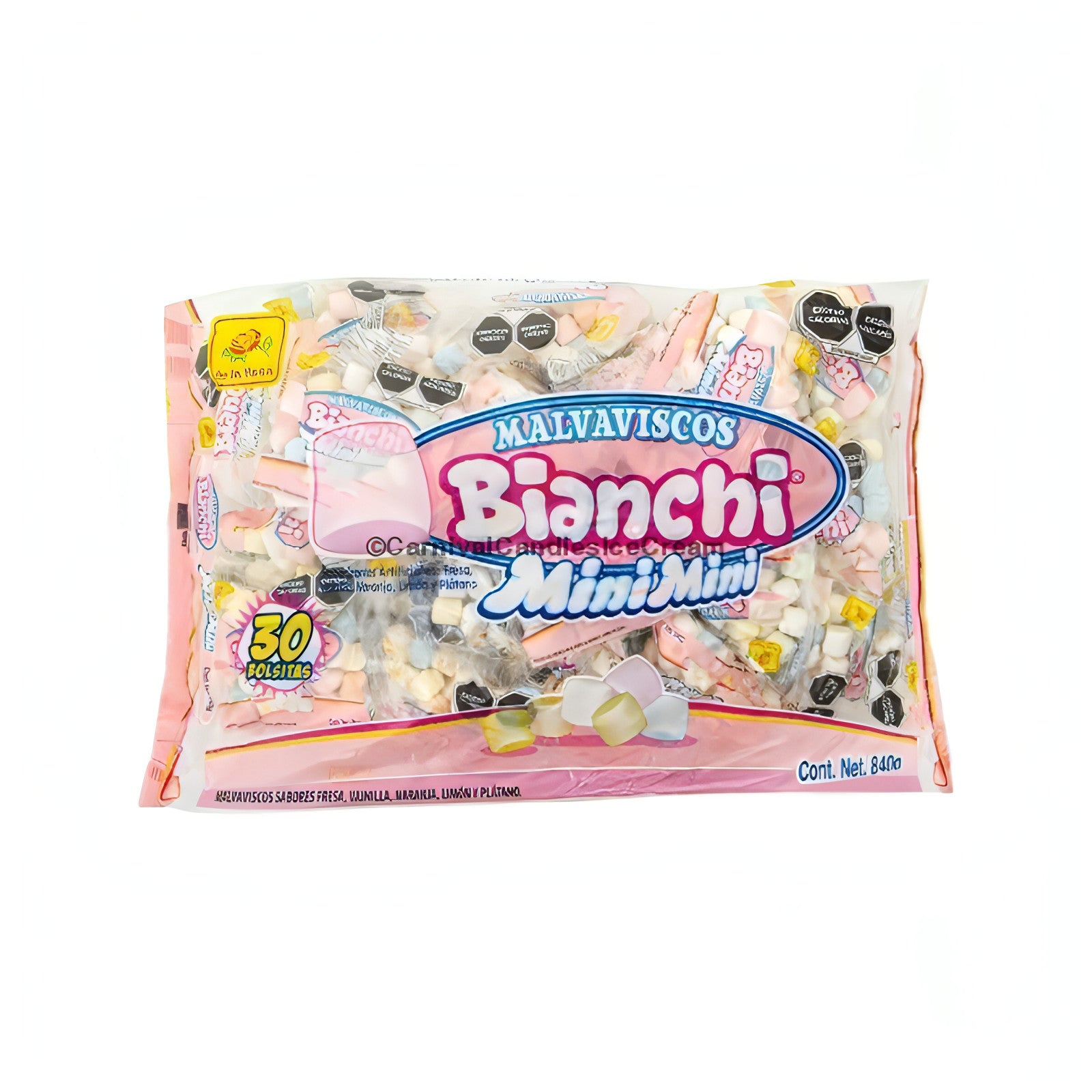 De La Rosa Bianchi Mini Marshmallow 30 count, fluffy Mexican candy bulk for snacking and hot cocoa.