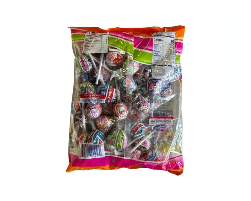 De La Rosa Jumbo Cereza Mix Flavor Lollipops 50 count pack, ideal bulk Mexican candy for sharing or enjoying.