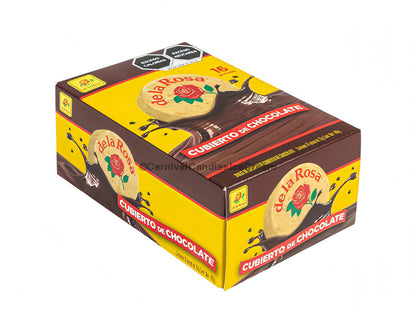 De La Rosa Mazapan Chocolate box featuring 16 count of traditional Mexican candy covered in chocolate.