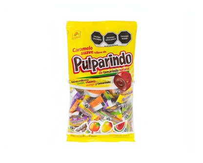De La Rosa Pulparindo Suave Mix bag containing 100 pieces of tamarind-filled Mexican candy in various flavors.