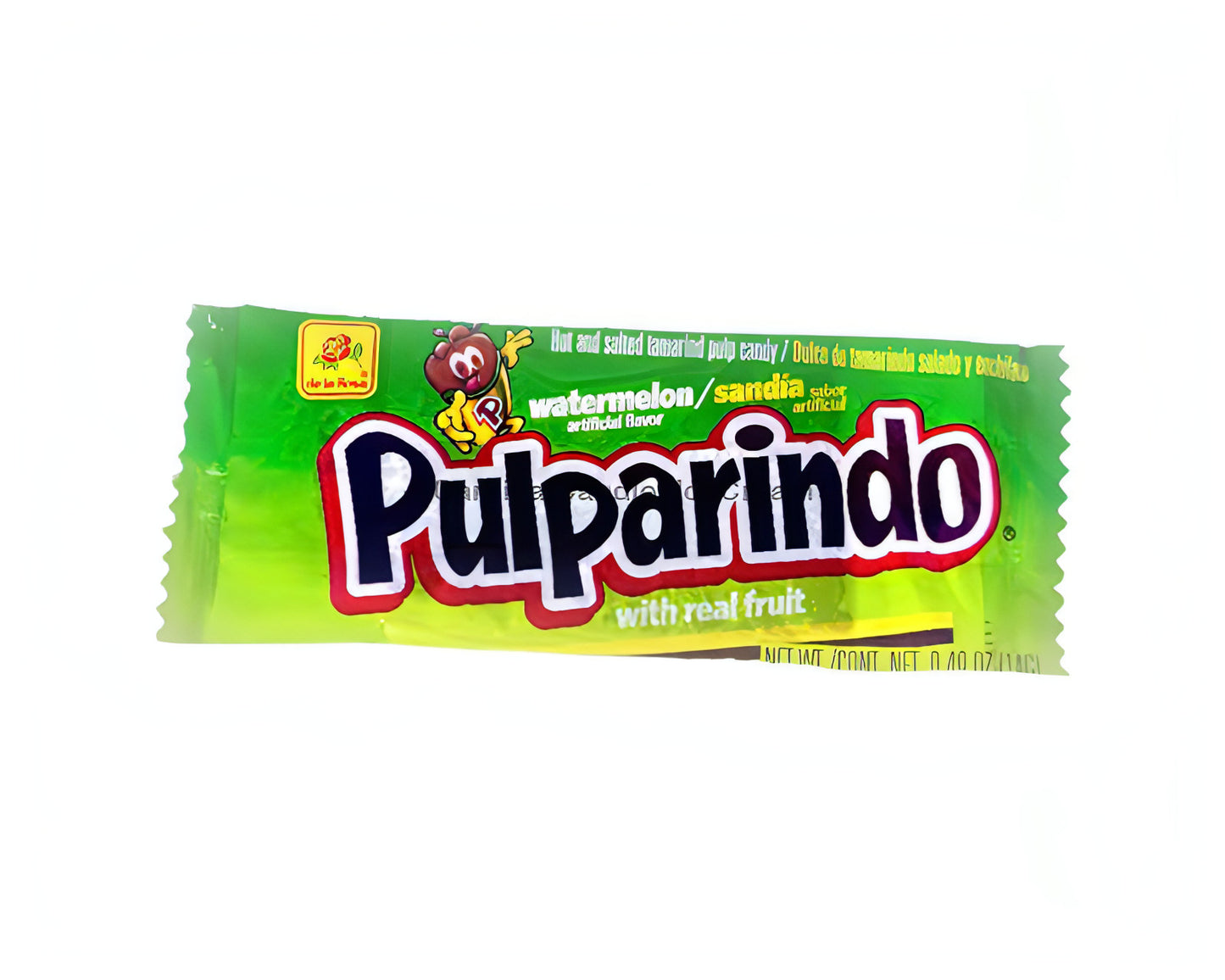 De La Rosa Pulparindo Watermelon candy packaging, a bulk Mexican candy made from tamarind with sweet and spicy flavor.