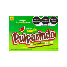 De La Rosa Pulparindo Watermelon candy box, bulk Mexican candy with tamarind, watermelon flavor, chili, and salt.