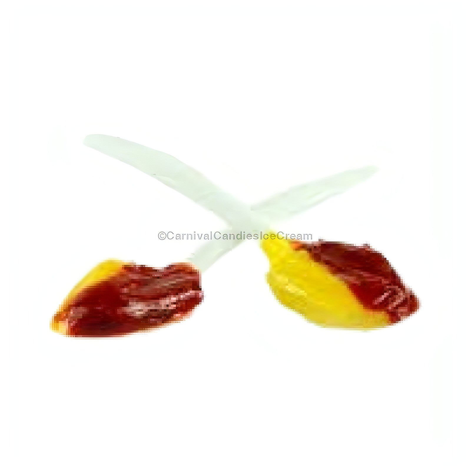 Dulces Tipicos Cucharita Bi-Sabor Mango/Watermelon candy spoons with mango and watermelon paste.