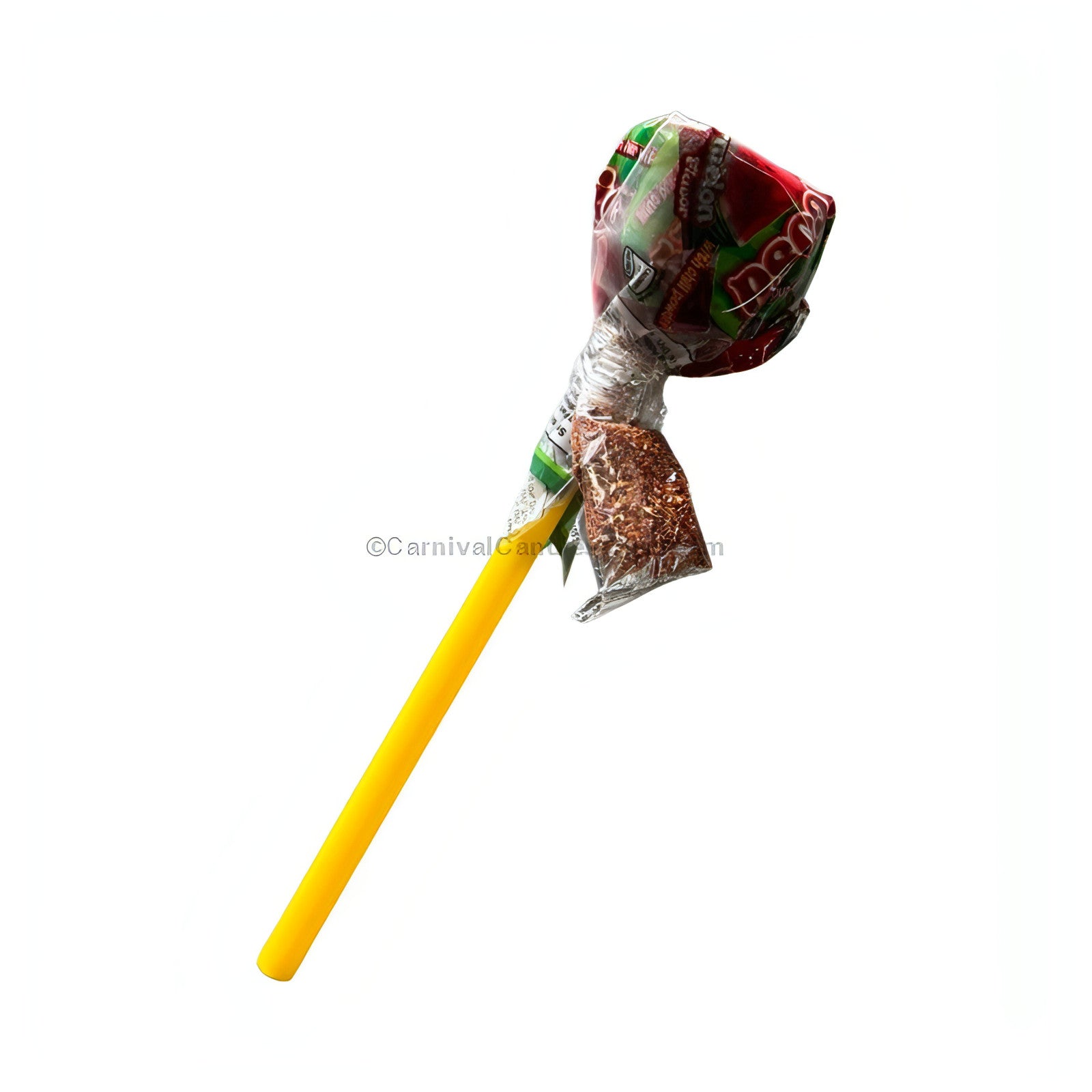 Dulces Tipicos Tipicosa watermelon tamarind lollipop, a unique Mexican candy with sweet and salty flavor.