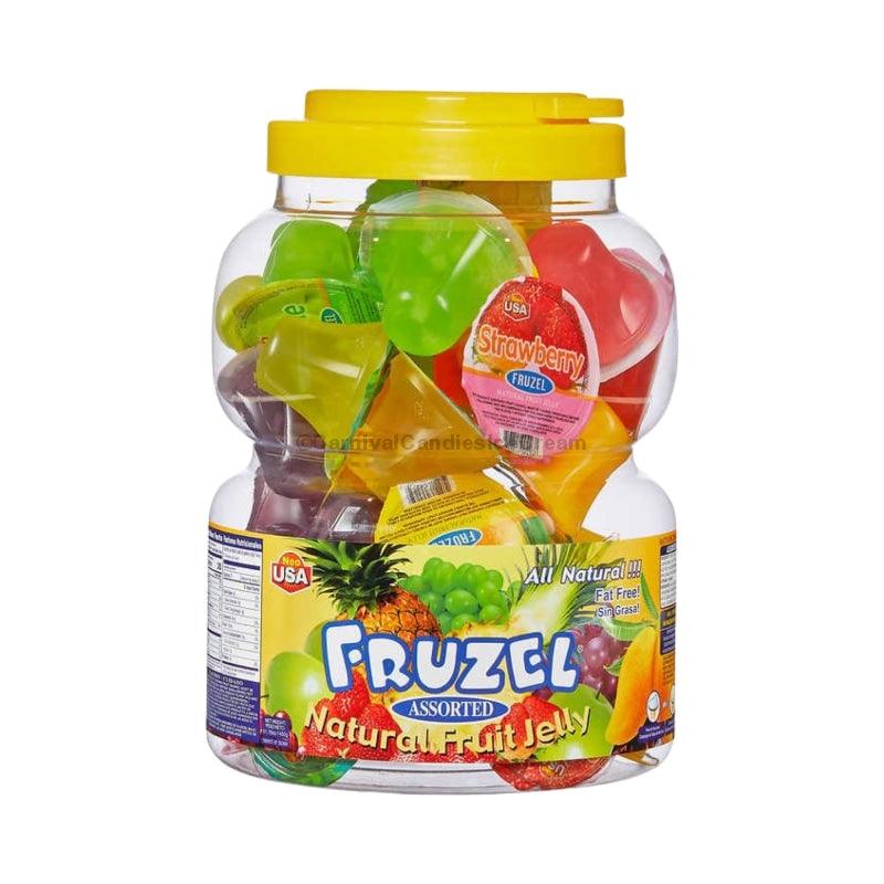 Fruzel Assorted Natural Fruit Jelly Candy Cups: 36-Piece Jar