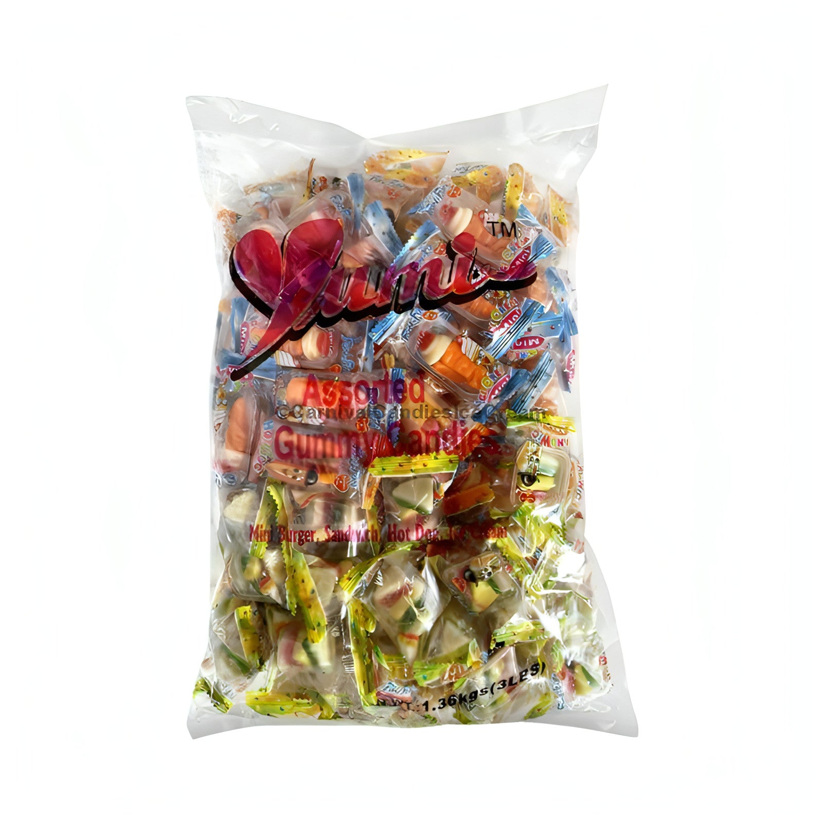 Yummy assorted gummy candies in a clear bag, perfect for parties and events, bulk Mexican candy.