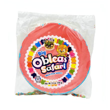 Giant Obleas Safari, a colorful Mexican snack delight made of thin wheat flour wafers in vibrant packaging.