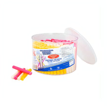 Goma de Grenetina Gelatin Gum in a clear container, showcasing 180 colorful chewy sticks, bulk Mexican candy.