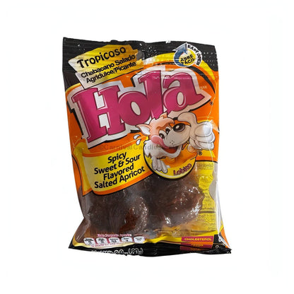 Hola Spicy Sweet & Sour Saladitos 12 Count, a delicious Mexican snack delight with salted apricot flavor.