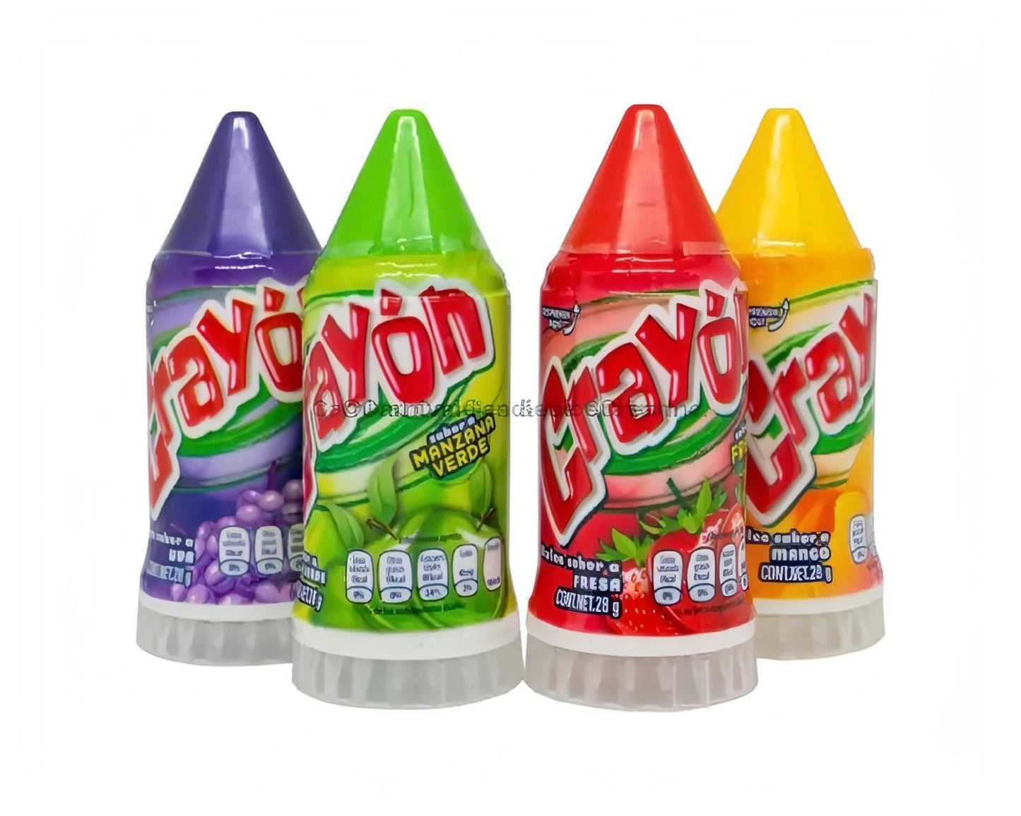 Colorful Jolly Rancher Crayon candies in purple, green, red, and yellow packaging, representing fun Mexican candy.