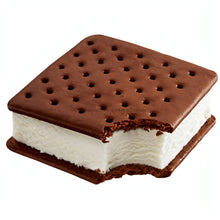 Klondike Ice Cream Sandwich with a bite taken out, featuring creamy vanilla ice cream and chocolatey wafers, perfect for bulk ice cream lovers.