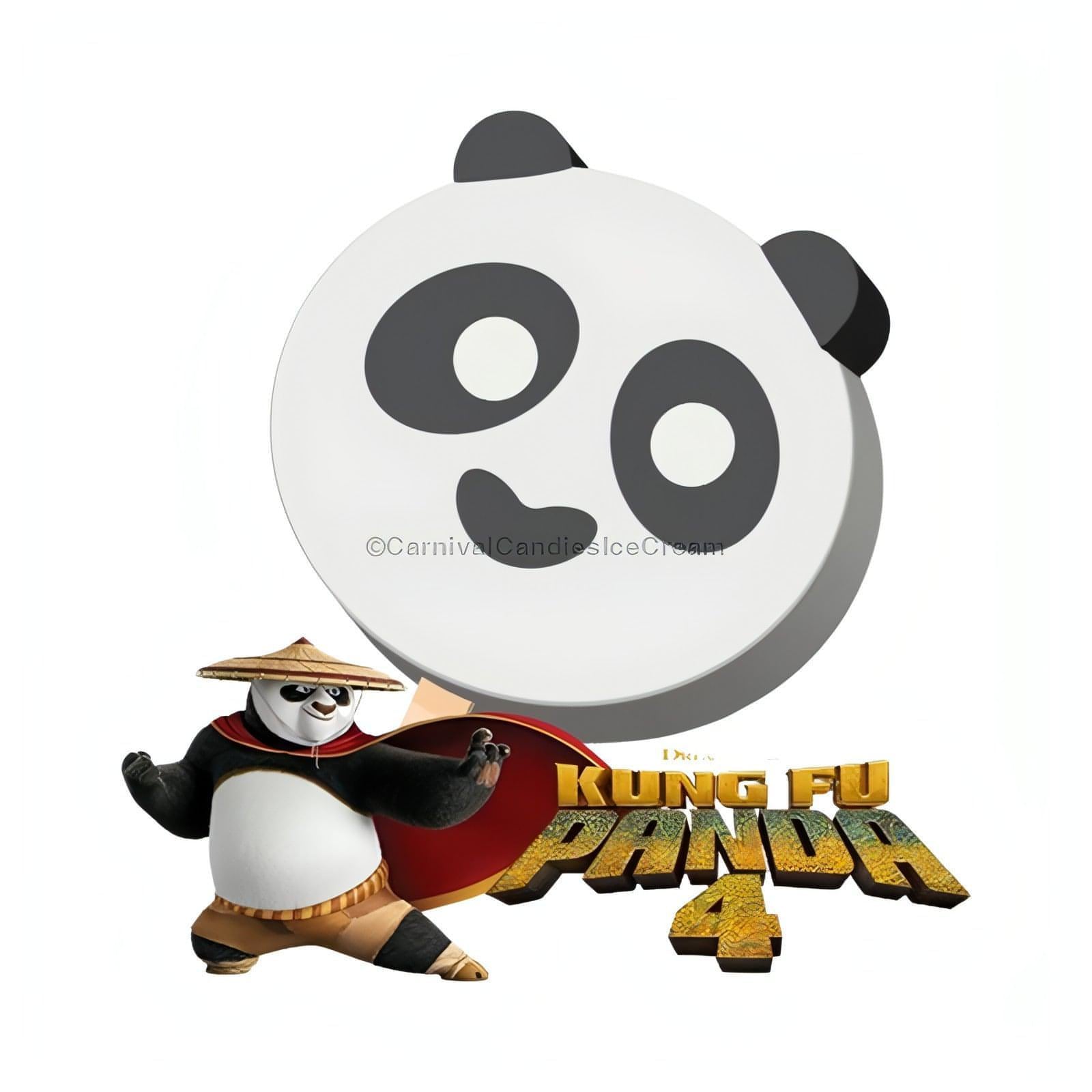 Kung Fu Panda ice cream bar featuring a panda face, made from black cherry ice cream, perfect for fans of character ice cream.