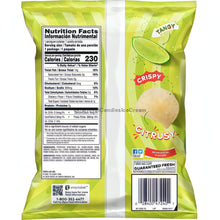 Lay's Limón 1.5 Oz bag showcasing nutrition facts, citrus flavor, ideal for Frito Lay bulk chips case.