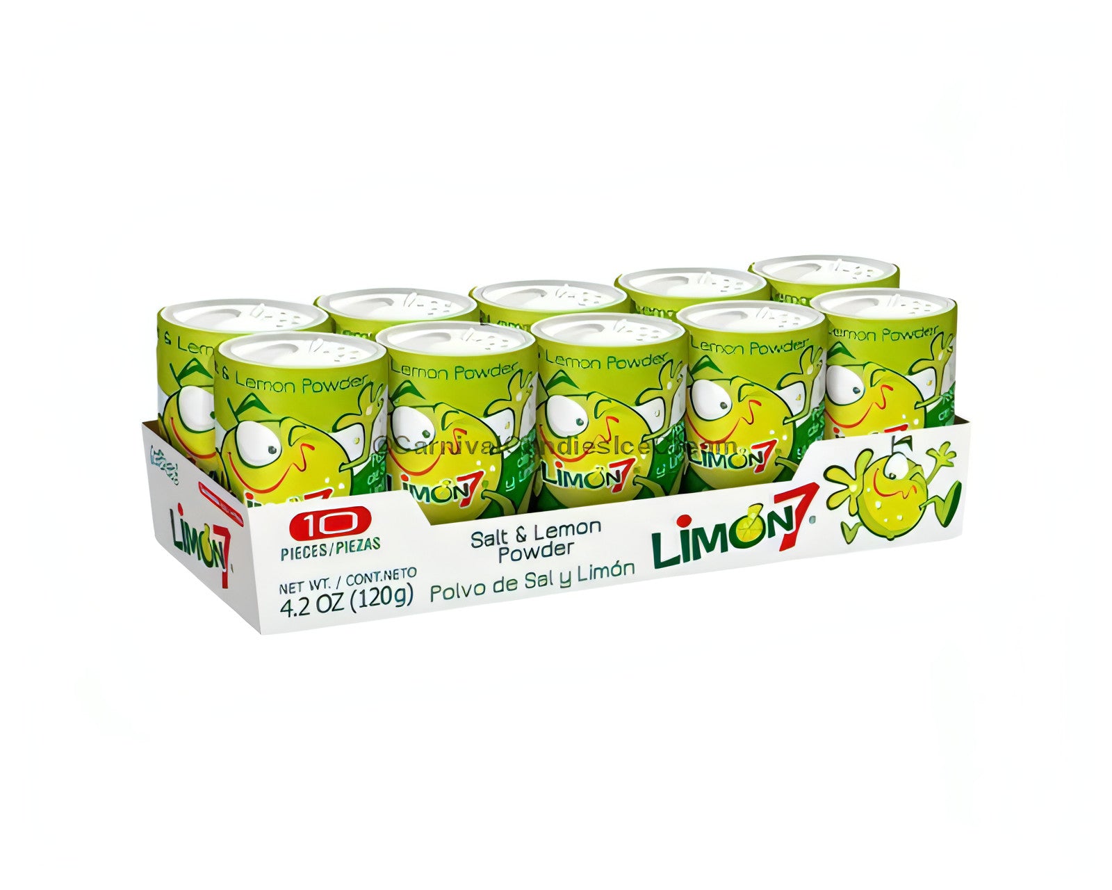 Limon7 Lemon & Salt Powder 10 Count packets, perfect for enhancing fruits and enjoying tangy flavors, bulk Mexican candy.