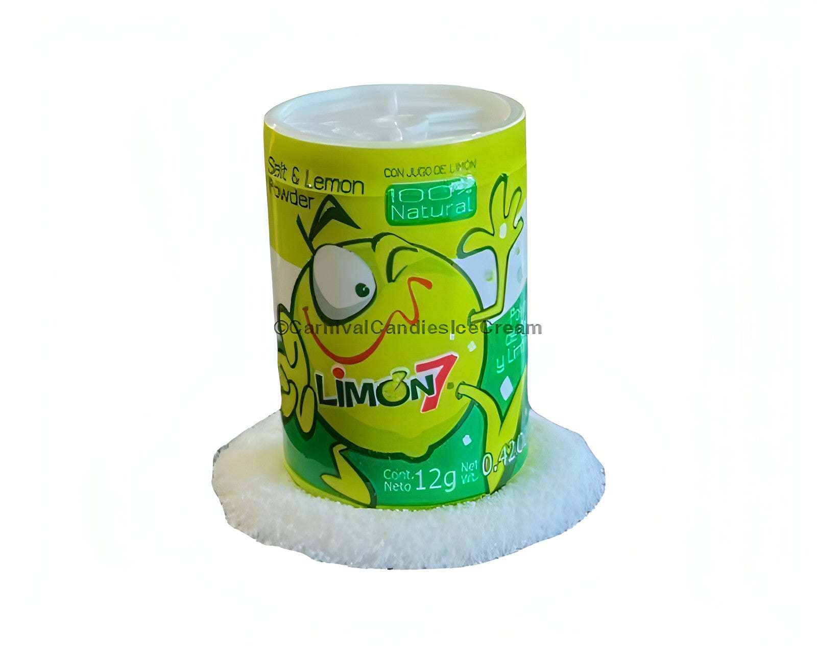 Limon7 lemon and salt powder packaging, Mexican candy, tangy flavor, ideal for fruits and snacks.