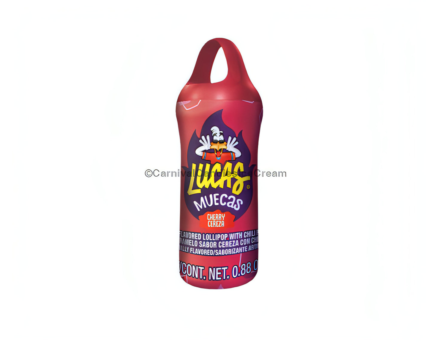 Lucas Muecas Cherry Mexican candy lollipop, sweet and salty with chili powder, 10 count pack.