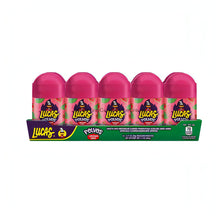 Lucas Polvos Watermelon Mexican candy, five-pack powdered candy pouches, perfect for snacking.