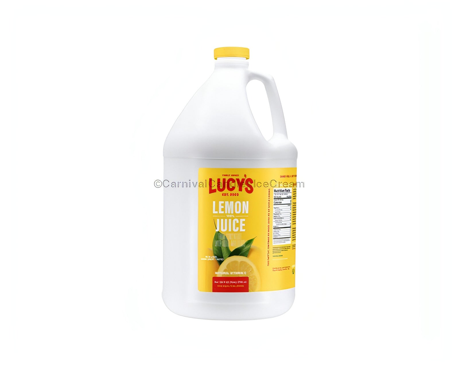 Lucy's Lemon Juice Blend in a 1-gallon container, perfect for baking and bulk Mexican topping.