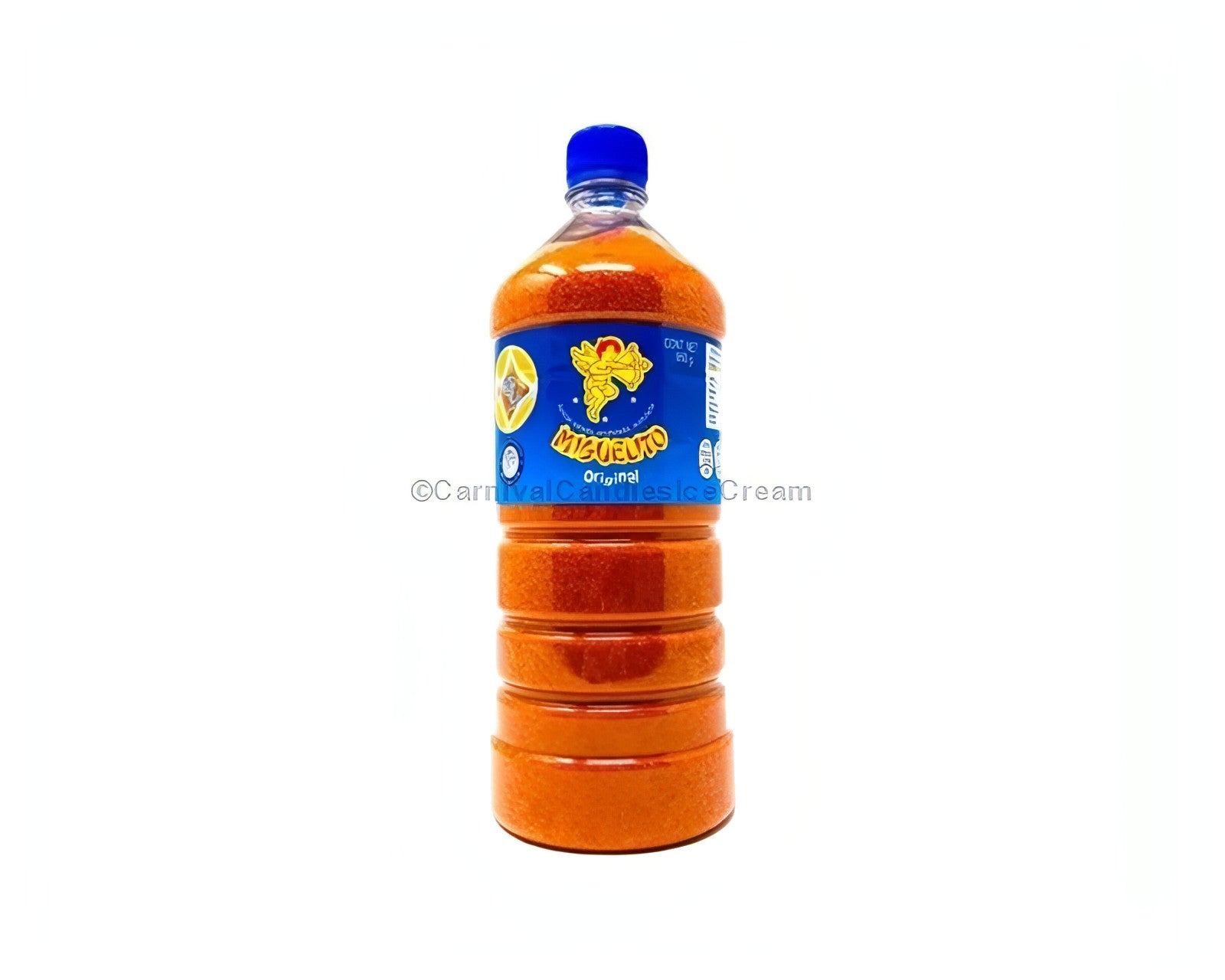 Miguelito Chamoy Seasoning bottle, 34.57 Oz, ideal bulk Mexican topping for fruits and snacks.