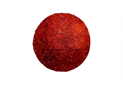 Moreliates Tarugos Tamarindo Gummy Ball Candy coated with chili and sugar, showcasing vibrant red color.