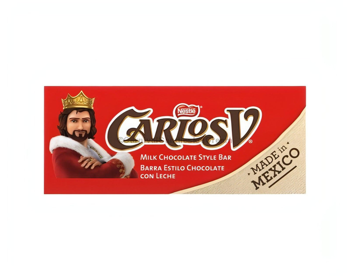 Nestle Carlosv Original chocolate bar packaging, bulk Mexican candy for snacking, made in Mexico.