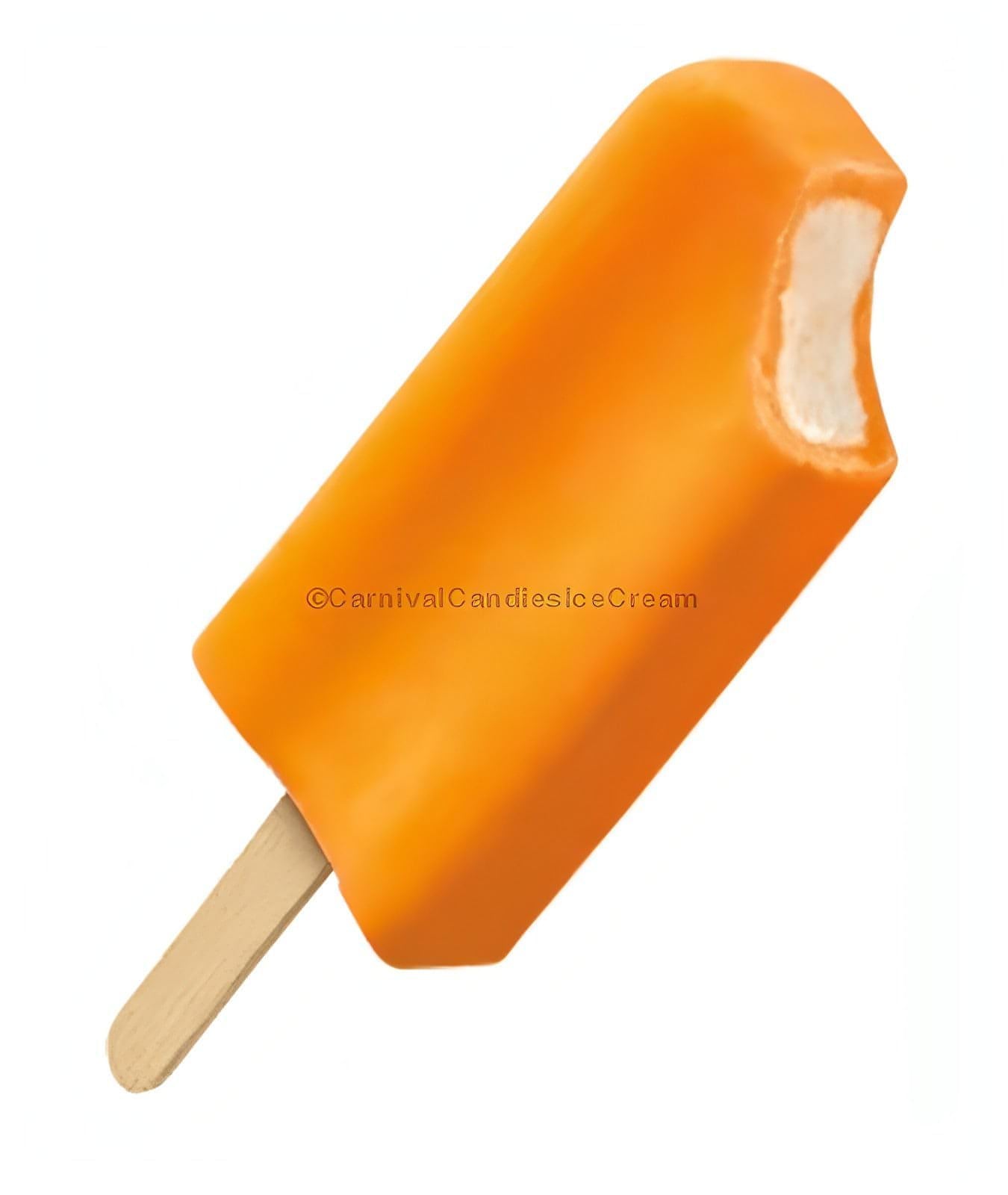 Orange Dream Bar ice cream treat in bulk, featuring a bright orange color and a bite taken out, local pick-up only.