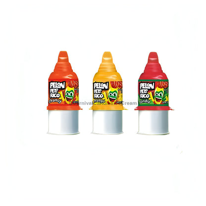 Pelon Mini Mix 18 Count assortment featuring Chamoy, Mango, and Watermelon tamarind candy tubes.