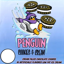 Penguin Cookies & Cream Cup featuring ice cream-filled cookies, perfect for bulk ice cream lovers, local pick-up only.