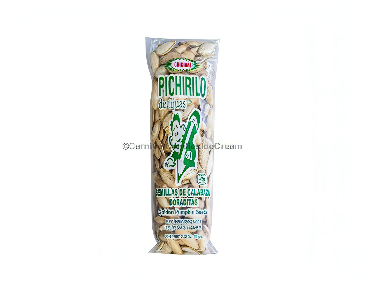 Pichirilo Pumpkin Seeds pack, a nutritious Mexican snack delight, featuring roasted golden pumpkin seeds.