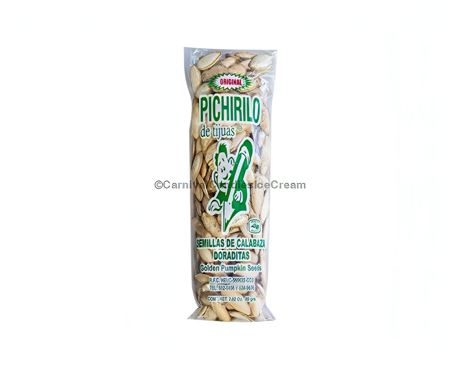 Pichirilo Pumpkin Seeds pack, a nutritious Mexican snack delight, featuring roasted golden pumpkin seeds.