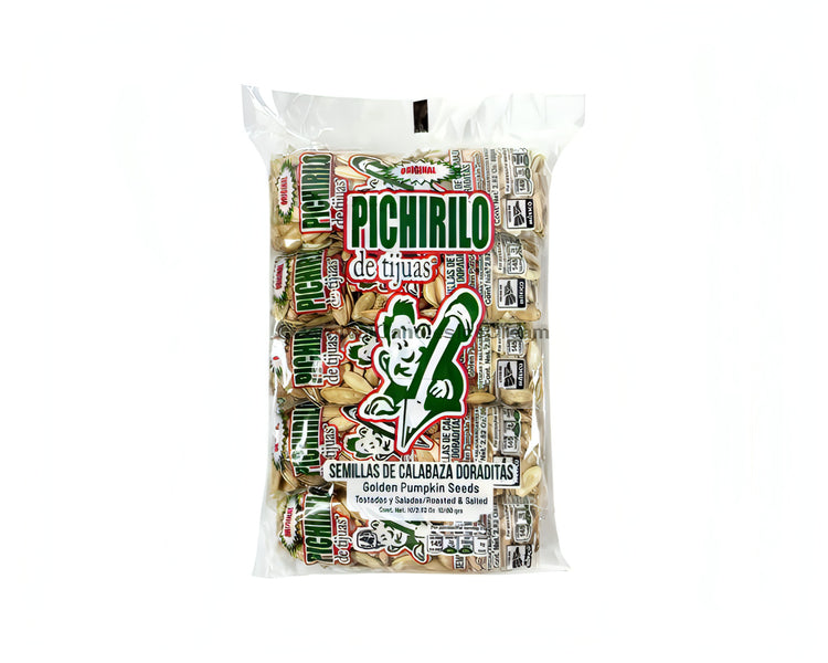 Pichirilo Pumpkin Seeds package, a tasty Mexican snack delight rich in protein and healthy fats.