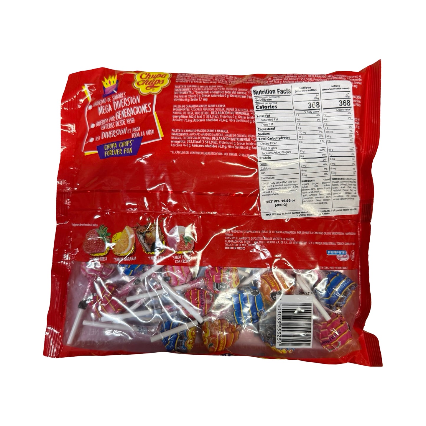 Chupa Chups Cremosa Lollipops Assorted Strawberry, Orange, Cola, and Strawberry/Cream (40 Count)